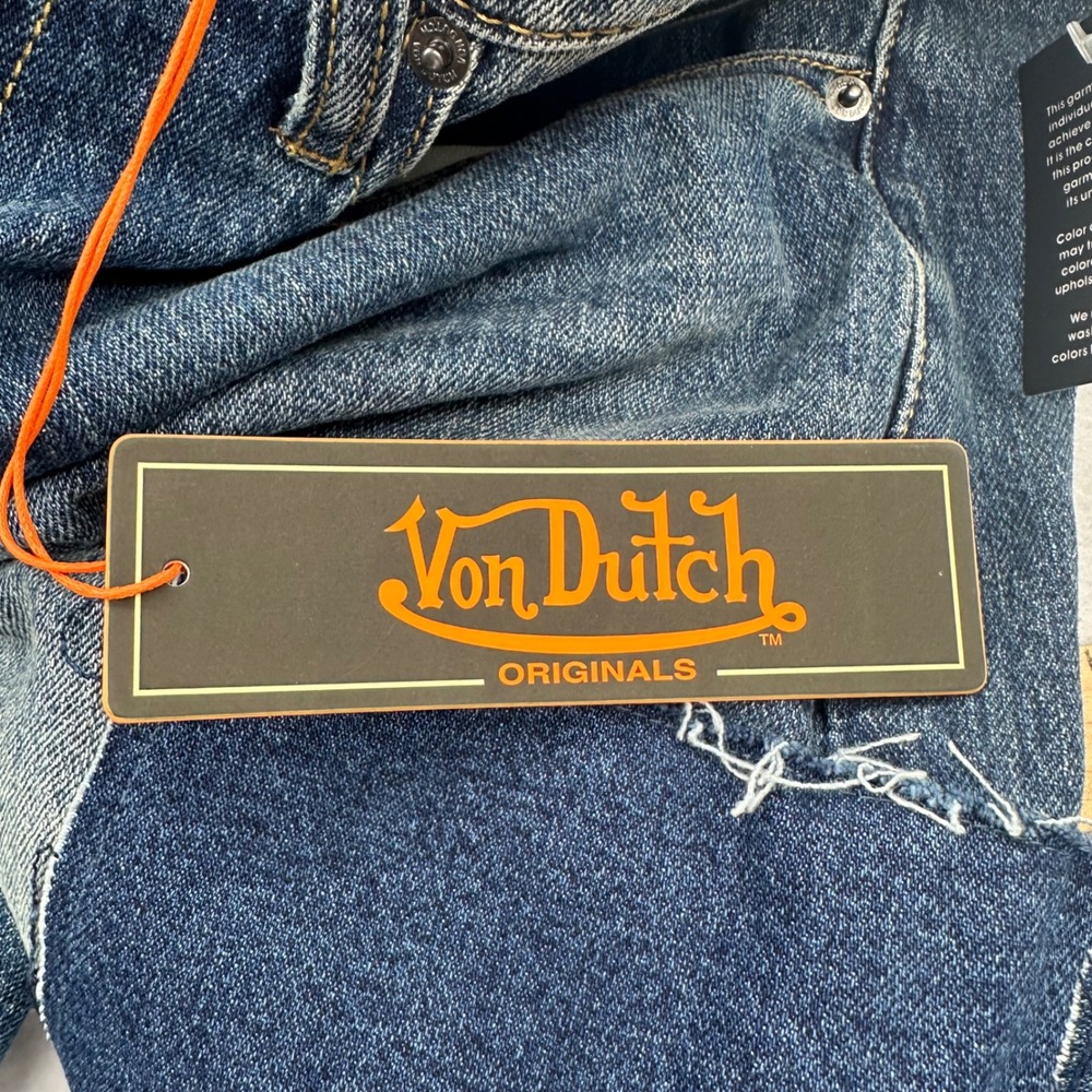 Von Dutch Originals Mens Patchwork Distressed Jeans Blue 32x32 VD27121MD21 NWT - Picture 14 of 16